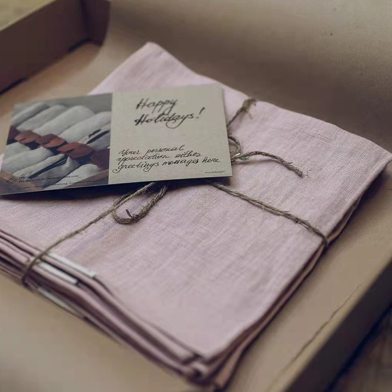 Tea Towels Handmade Linen Kitchen Towels PP Bag Woven Kitchen Textiles Natural Eco Friendly French 100% Linen Customized Size