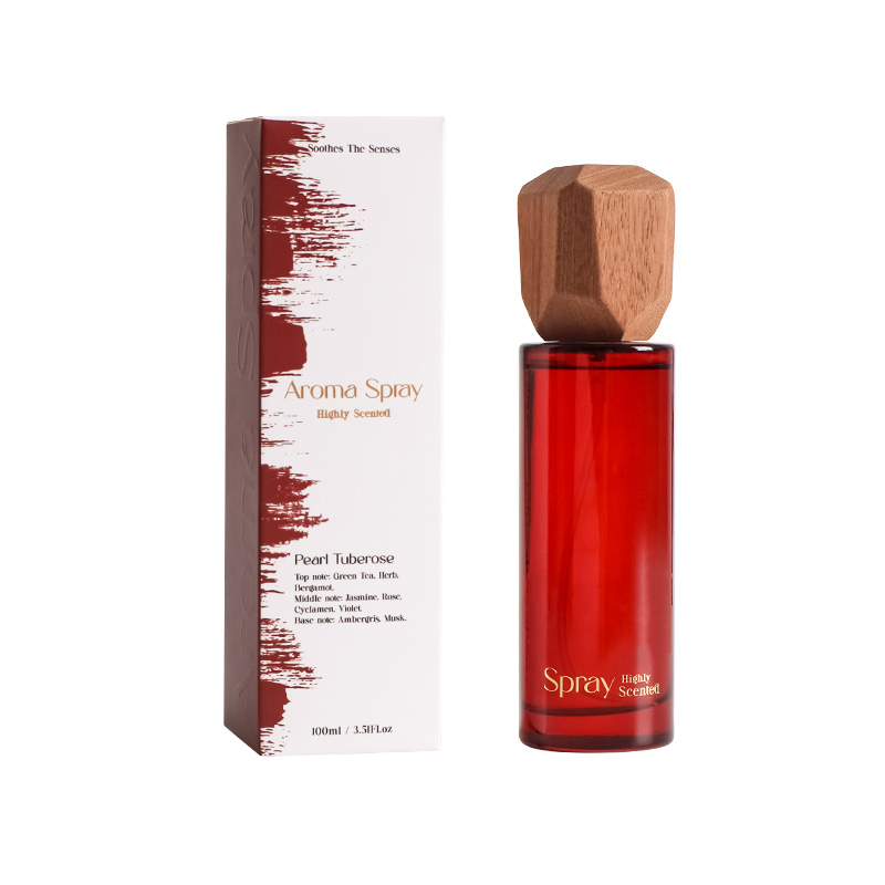 Elegant Room Spray with Polygonal Wooden Cap and Metal Nozzle