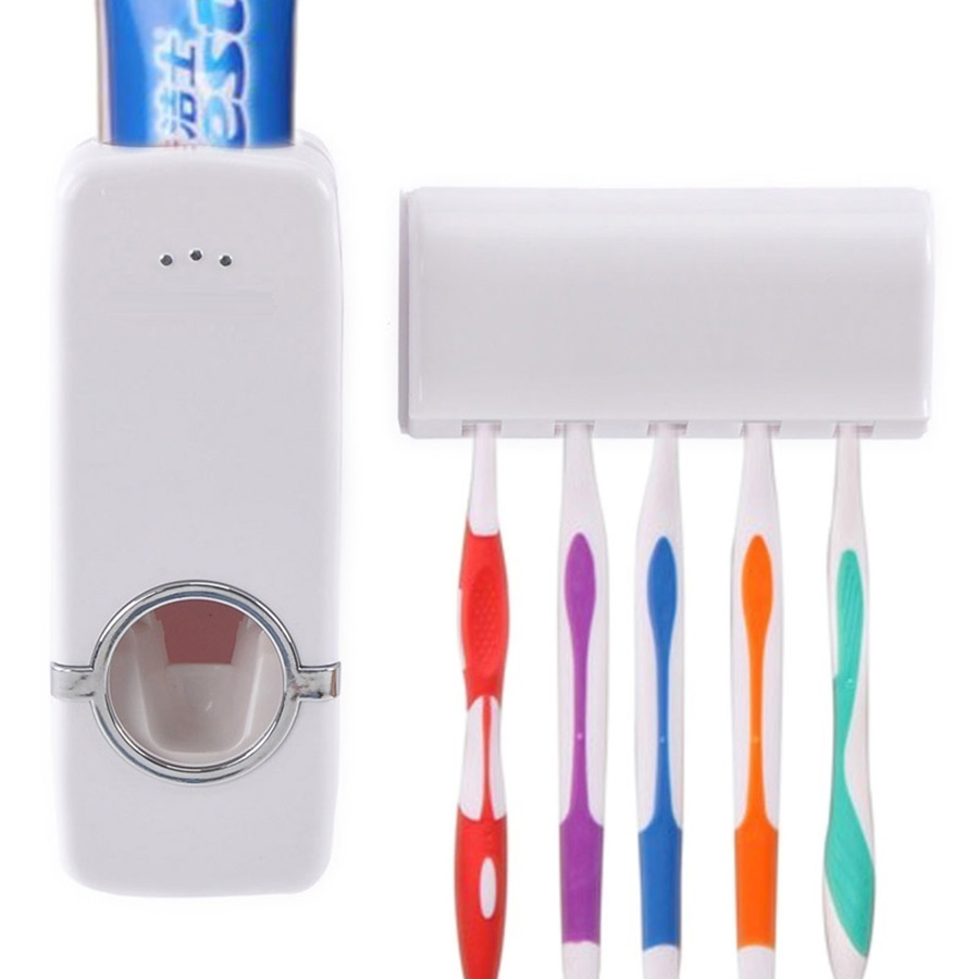 Hot-Selling B535 Multi-Function Toothbrush Rack+ Toothpaste Dispenser Toothbrush Holder