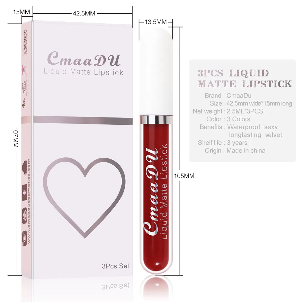 3 Pack of Long-Lasting Matte Lip Gloss for Daily Use