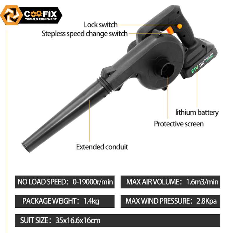 Versatile Cordless Garden Blower Vacuum Max Air Speed 250mph