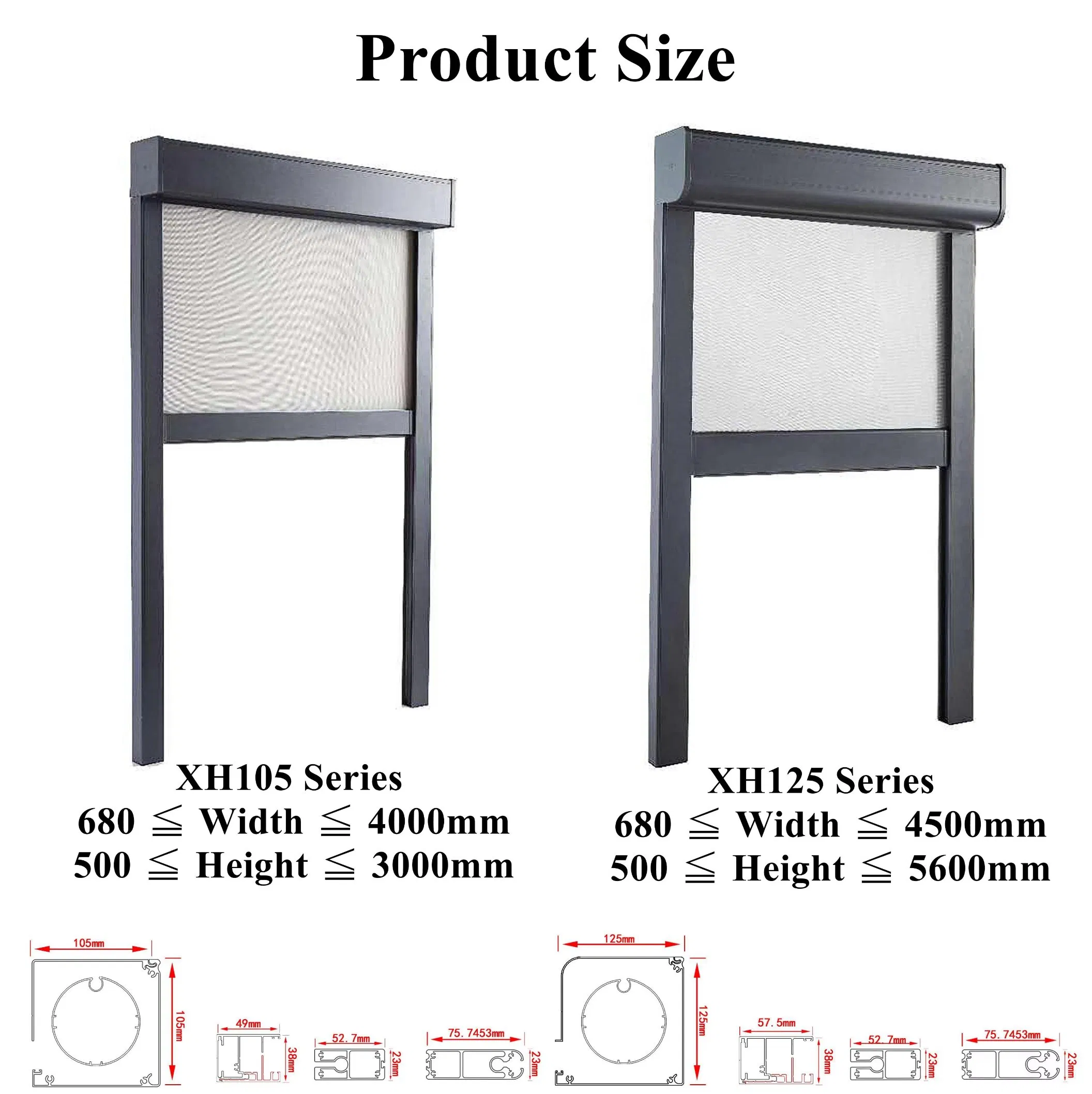 Xuhua Factory Windproof Shade Motorized Blackout Sunscreen Zipper Blinds Curtains with Motor