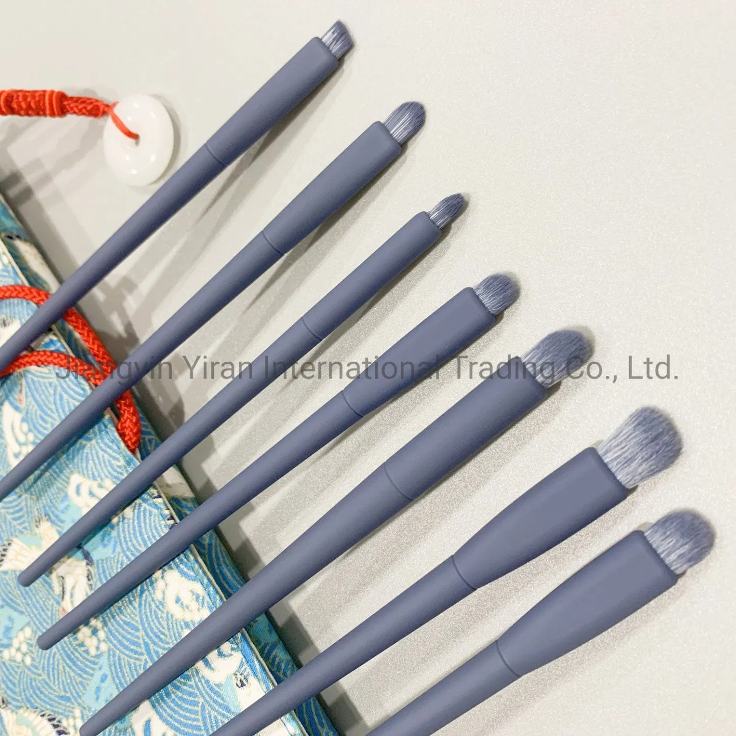 7PC Eye Makeup Brush Kit with Pouch, Includes - Eye Contour, Crease, Smoky Eye, Shadow, Eyebrow and Liner Brushes, Dark Blue