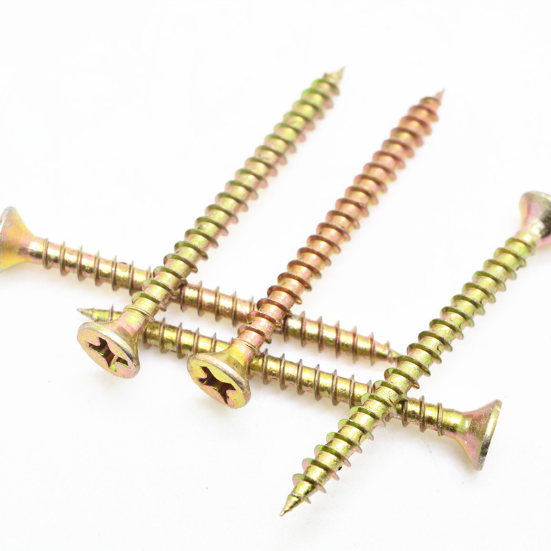 Yellow Galvanized Countersunk Head Pozidriv Drive Steel Metal Self Tapping Screws/Chipboard Screw