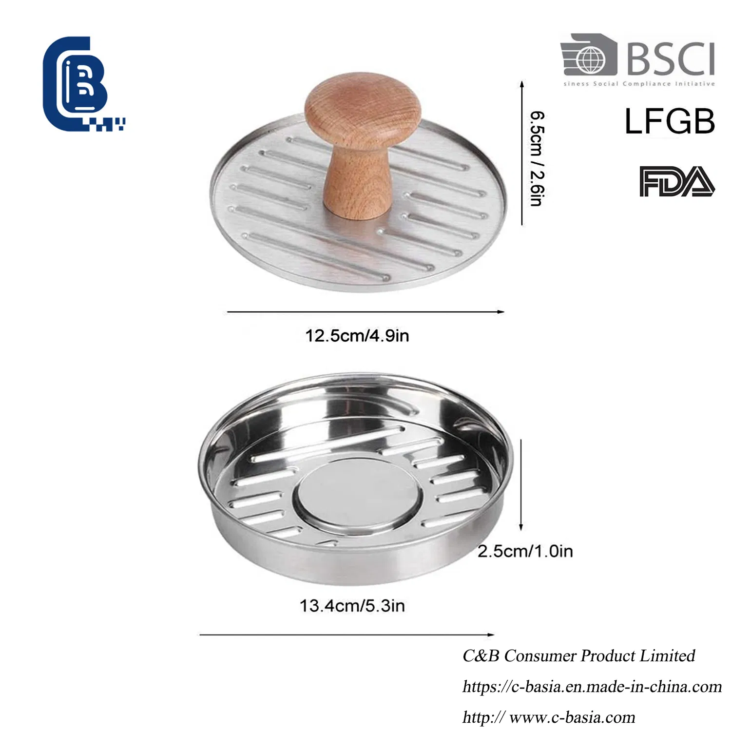 Non Stick Stainless Steel Mini Burger Meat Press, Hamburger Maker Tools, Beef Meat Patty BBQ, DIY Cooking Tools