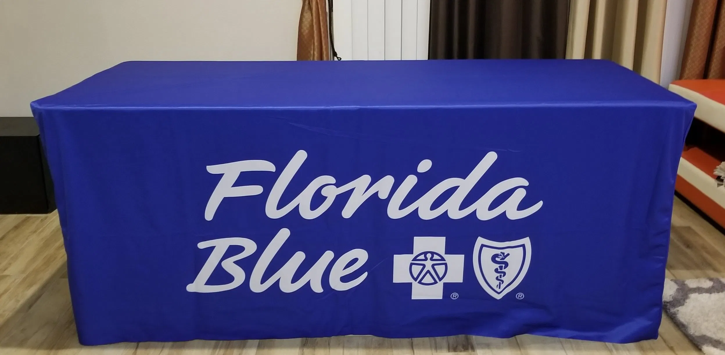 Custom Print Promotional Brand Business Tablecloth Logo Trade Show 4FT 5FT 6FT 7FT 8FT Fitted Stretch Draped Table Cover Throw Runner Waterproof Table Cloth
