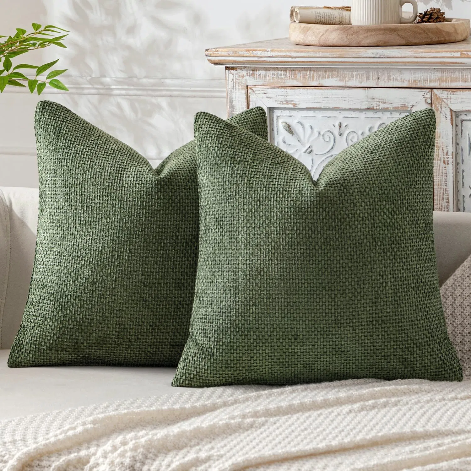 Xinlan Minimalist Chenille Woven Pillow Covers Solid Color Cozy Cushions for Bed Sofa Luxury Textured Throw Pillows Decor