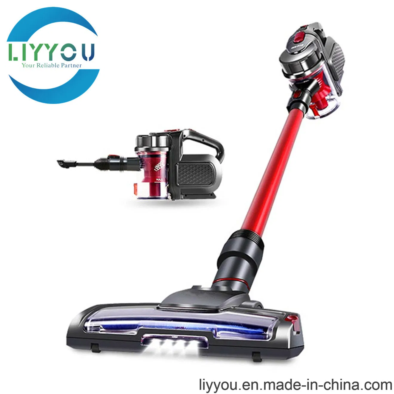 2-in-1 Handheld Cordless Upright Anti Dust Mites Adjustable Cyclone Vacuum Cleaner