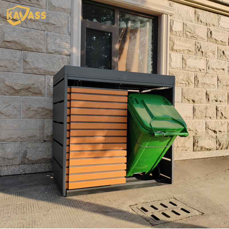 Kavass Durable Compact Trash Bin Enclosure with Adjustable Feet