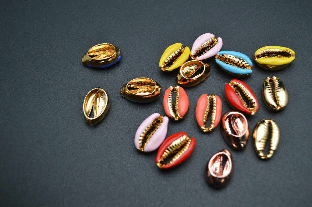 Wholesale Multi Color 10X20mm Enamel Metal Shell Shape Bracelet Making Beads