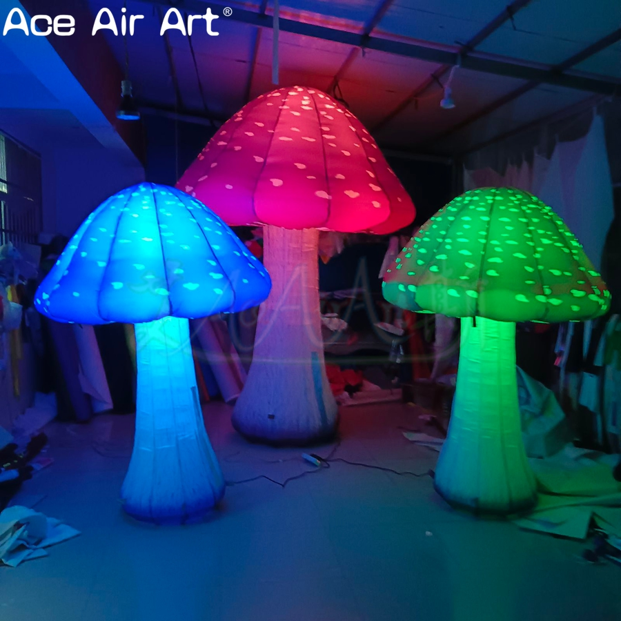 Colorful Mushroom Balloon Glowing Inflatable Mushroom Custom Party Decoration