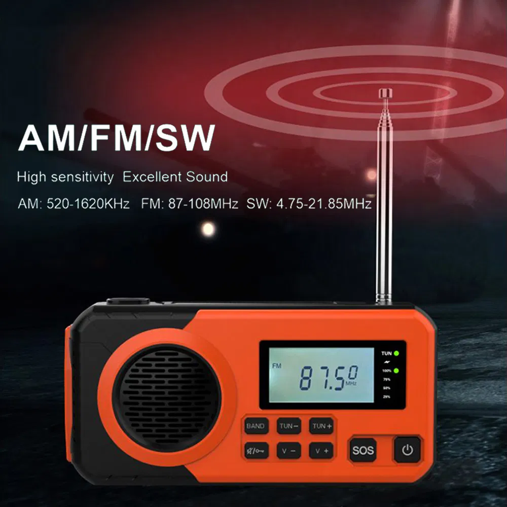 Портативное радио с солнечной зарядкой и фонариком