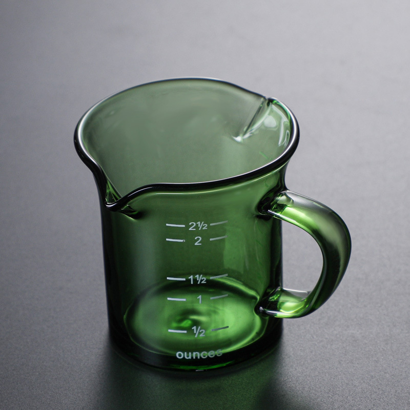 Colored Glass Coffee Maker Cup with Two Spouts Pouring Mounth