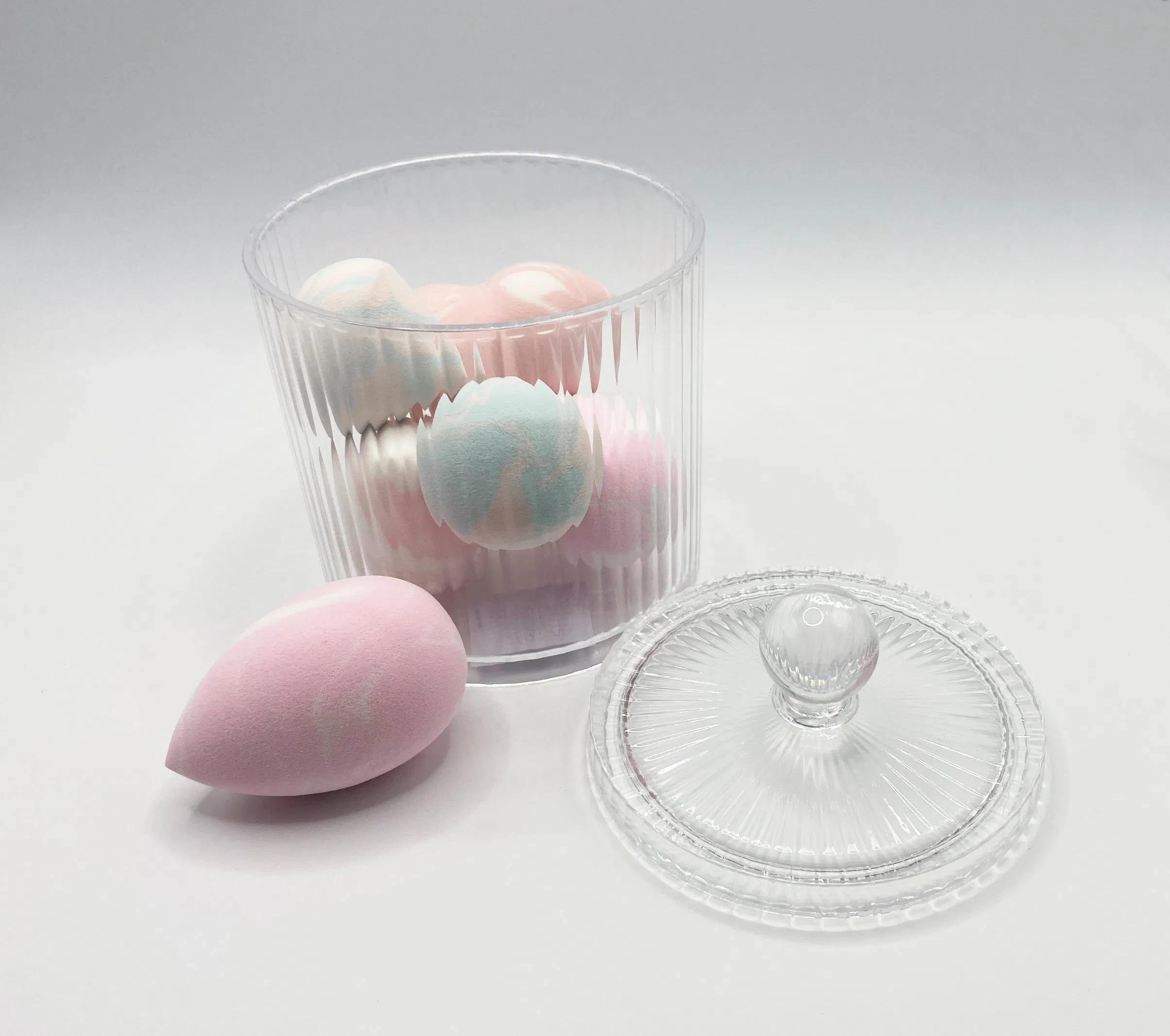 Luxury Transaprent Lady's Beauty Makeup Tools Blender Sponge Organizer Box