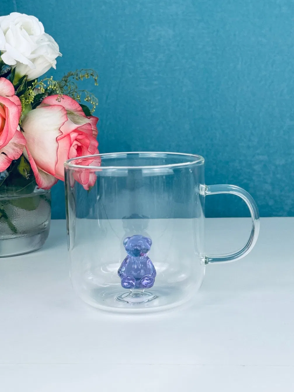 Newauto Glass Cup with Small Glass Insert and Lid