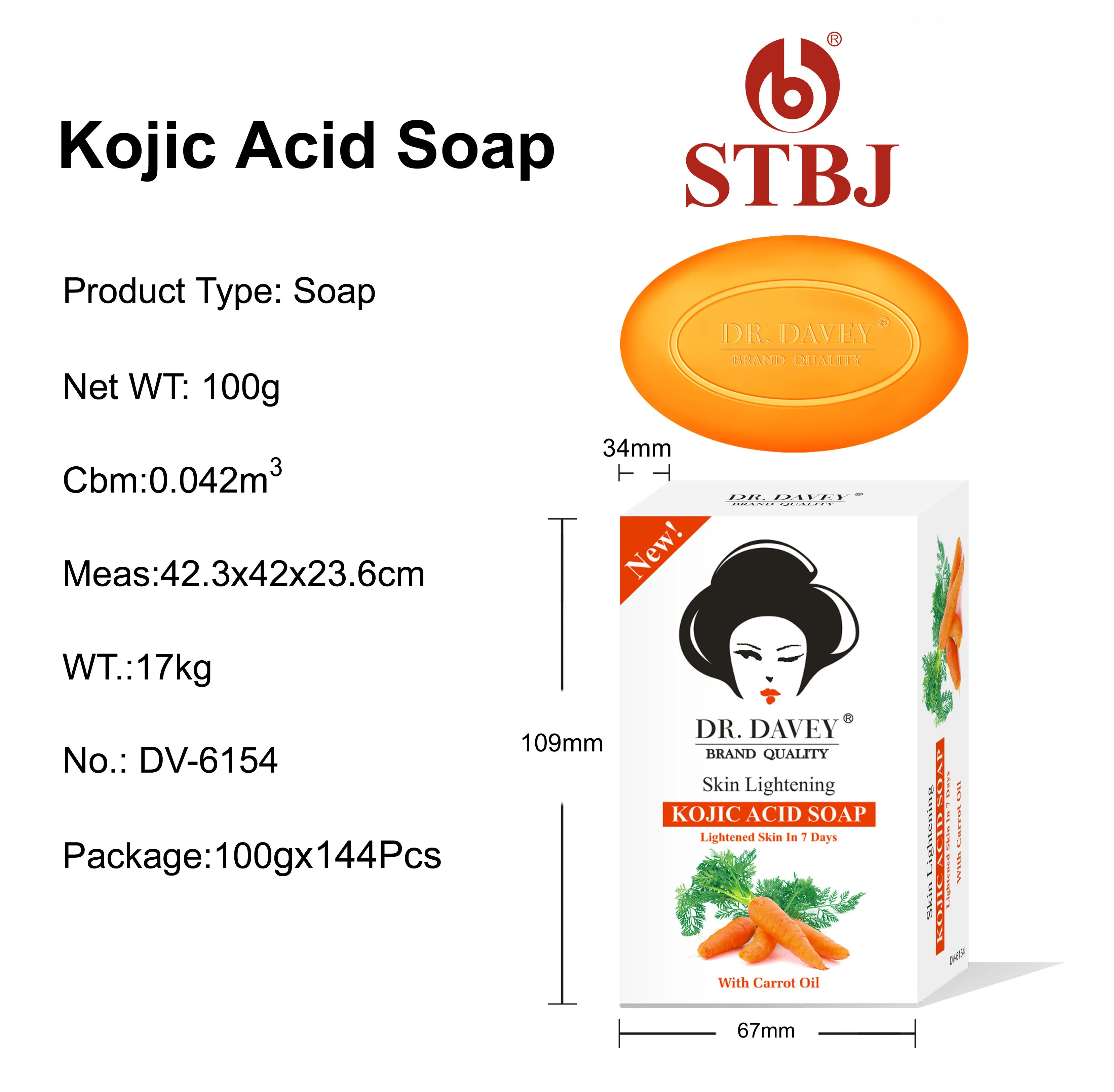 Dr. Davey Kojic Acid Skin and Face Soap Lightening Skin Within 7 Days with Carrot Oil
