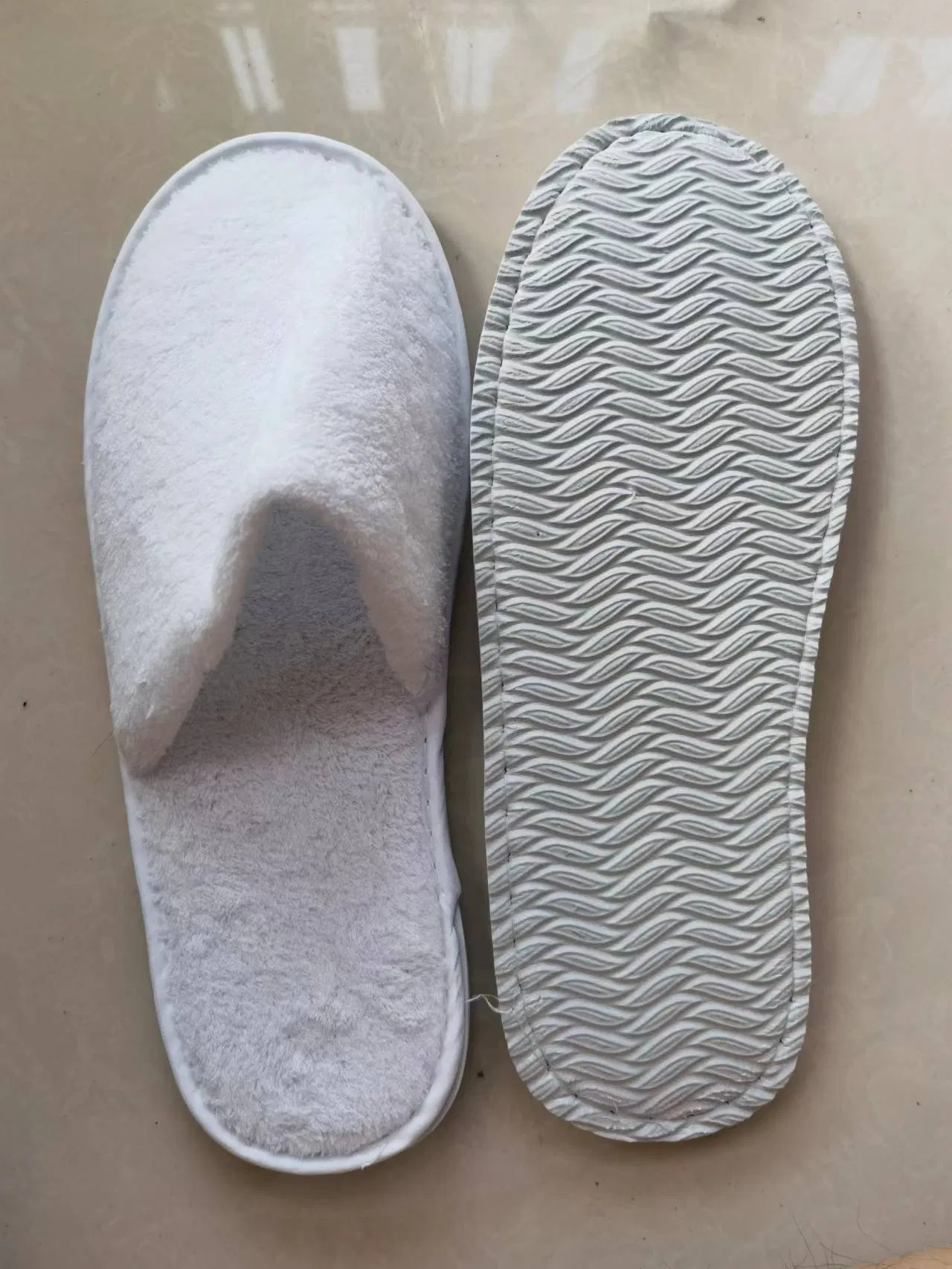 Disposable Closed Toe Hotel Indoor Unisex Plain White SPA Slipper Shoes