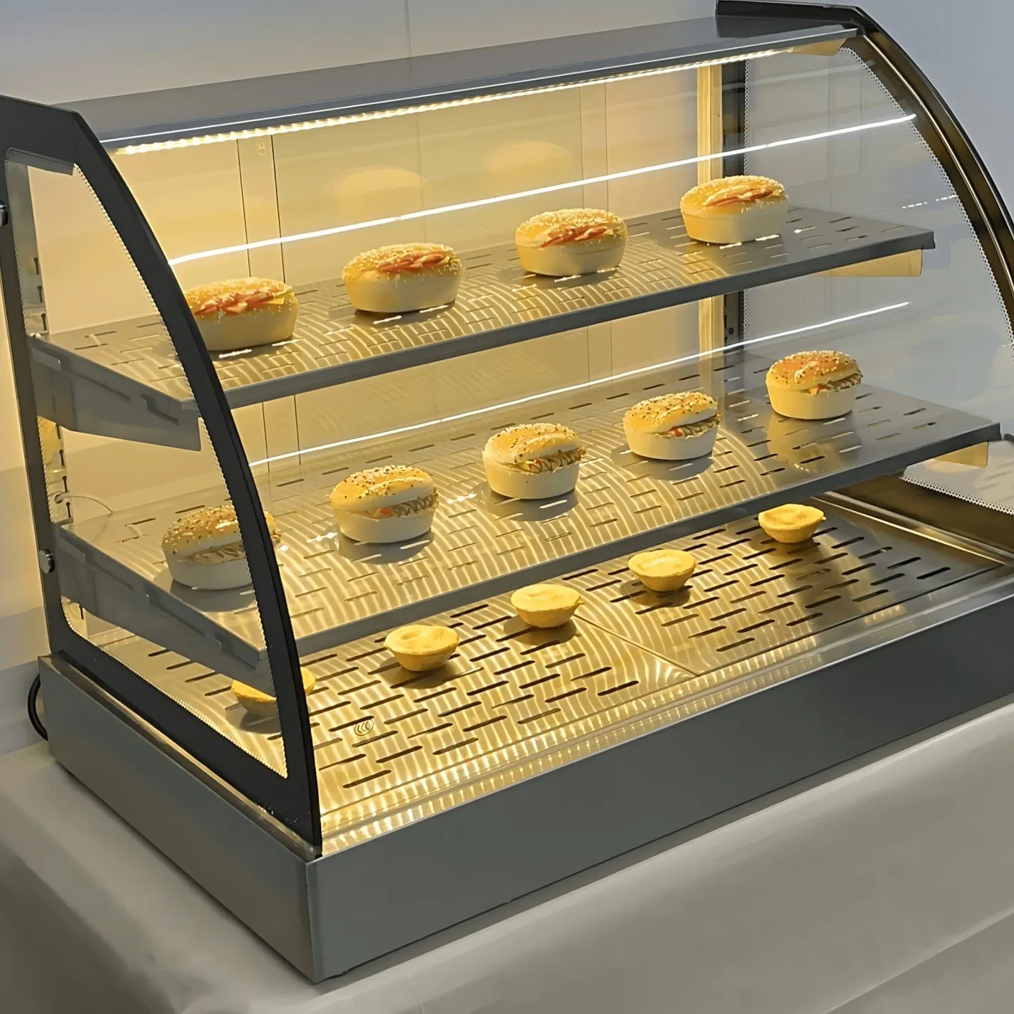 Halogen Heating Element Arc Display Case for Rapid Even Heating and Attractive Presentation