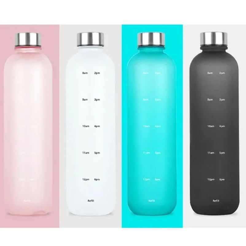 Frosted Water Bottle with Time Marker Motivational Drinking Bottle Tg012_6
