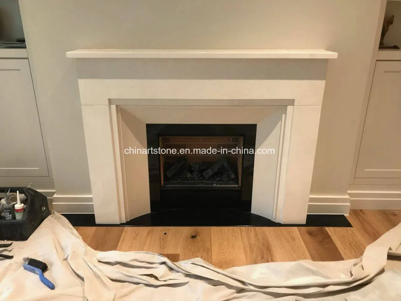 Wholesale Nature Beige and White Marble Fireplace