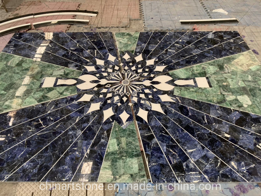 Luxury Blue and Green Marble Pattern Flooring for Villa Tile Decoration