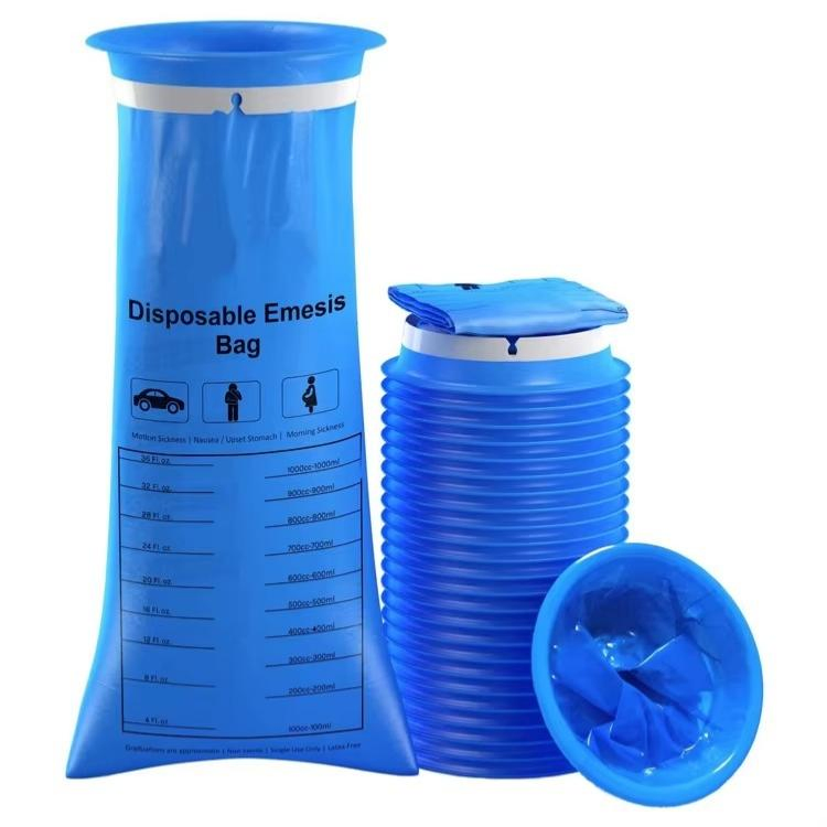 Customized Disposable Emesis Bags Blue Car Nausea Bags Vomit Bags