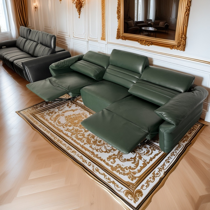 Диван-кровать кожаный 3-местный электрический пульт управления