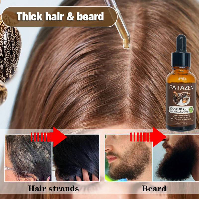 Private Label Natural Organic All Purpose Multifunction Massage Oil Hair Beard Skin Care Strengthen Product Repair Castor Oil