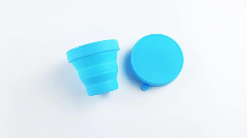Silicone 170ml 5.7oz Mini Colorful Collapsible Foldable Folding Retractable Drinking Portable Cup with Lid for Outdoor Travel
