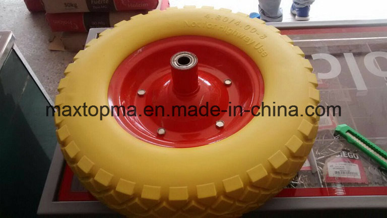 Колесо 4.00-8 с цельной ПУ-пеной и квадратным протектором