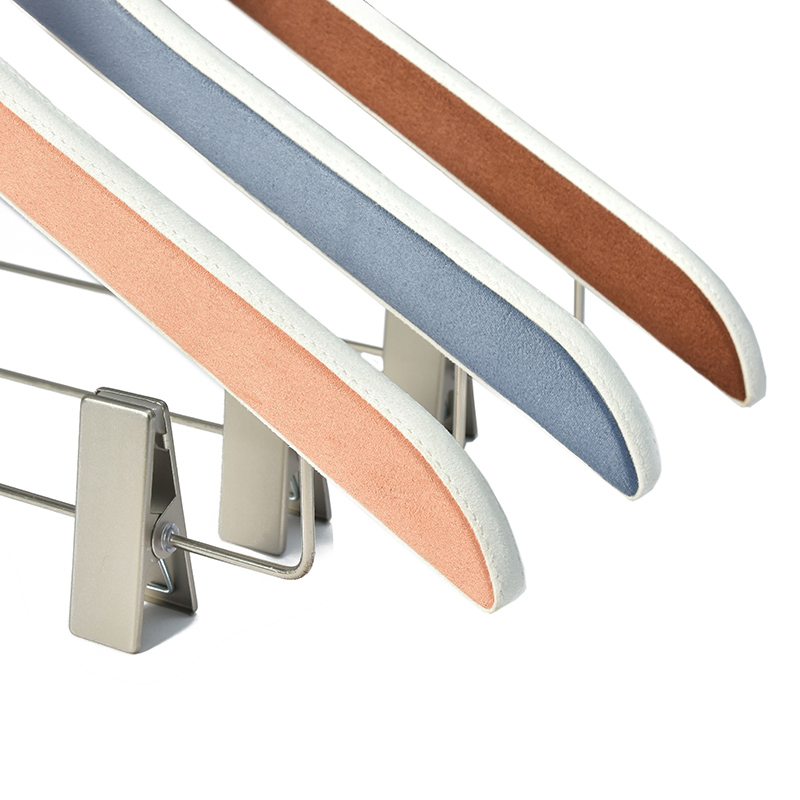 Economic Suede, Microfiber, Leather Hanger Set for Elegant Closet Organization Wooden Hanger with Leather Covers