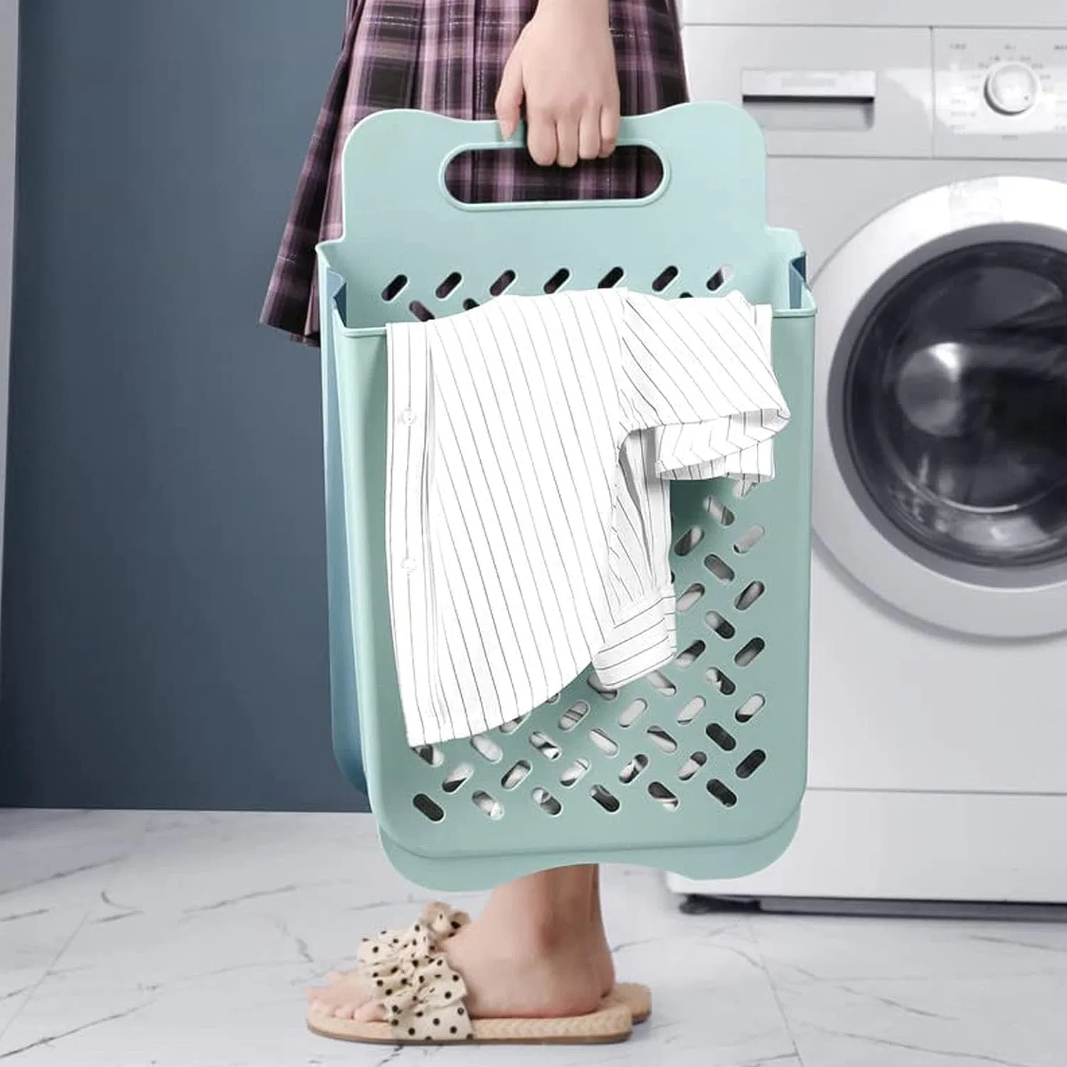 Wall Hanging Dirty Clothes Basket Home Folding Laundry Basket Storage Large Plastic Dirty Clothes Basket Multi-Use