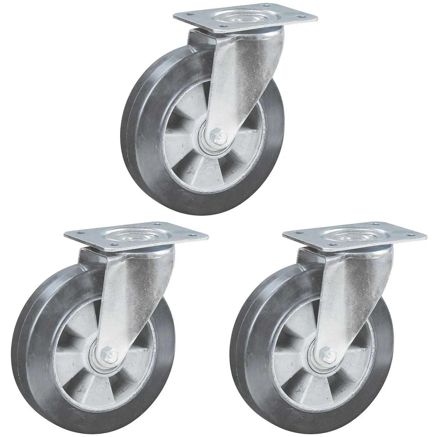 Swivel Rubber Caster Mold on Cast Aluminum W/Double Ball Bearing, a-Q03#