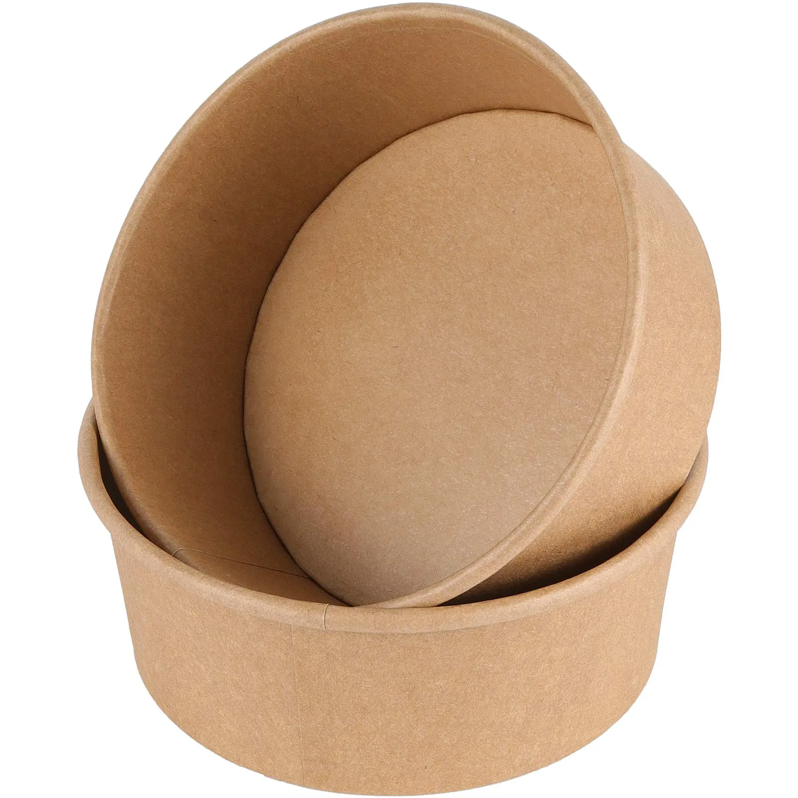 Factory Supply Disposable Kraft Paper Round Bowl 500ml~1450ml Material Food Packaging Salad Bowls with Lid