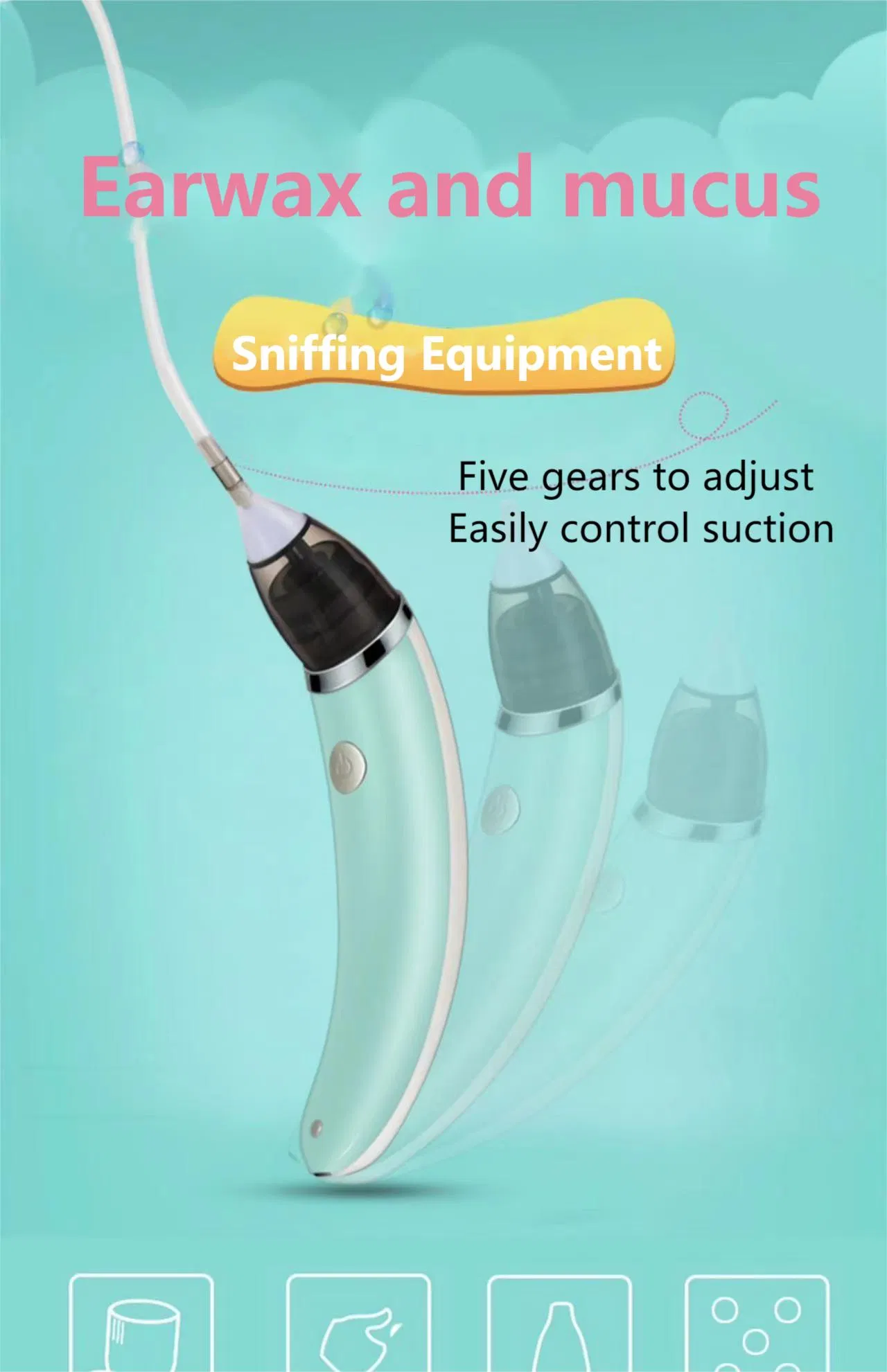 Customized Adjustable Suction Nose Cleaner Electric Baby ABS Nasal Aspirator