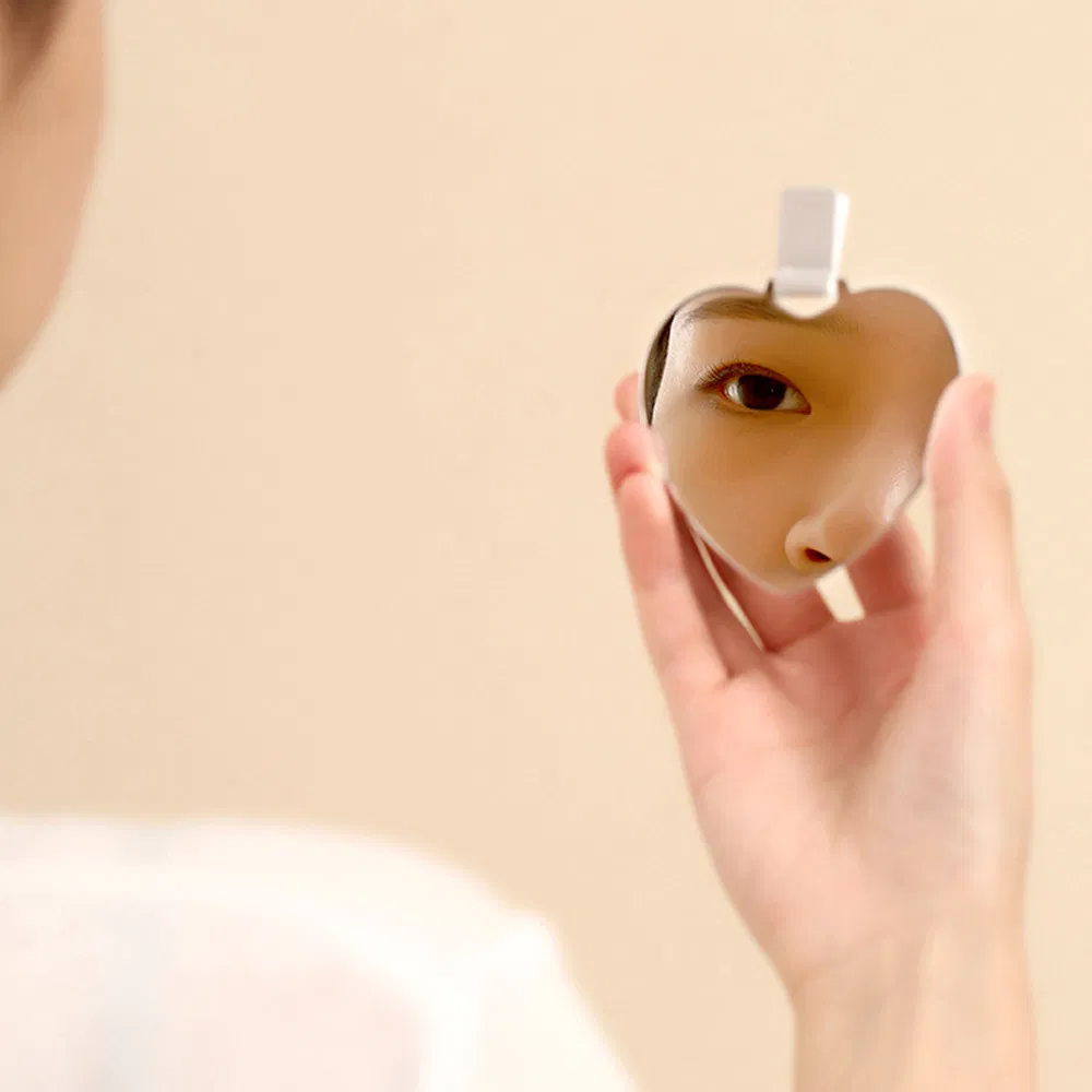 Portable Cute Handheld Compact Heart Makeup Stainless Steel Pocket Travel Mirror for Promotion