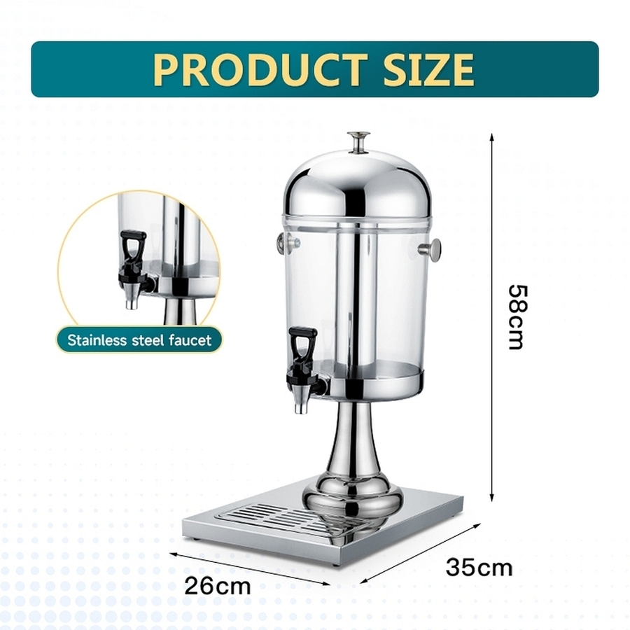 Heavy-Duty 8L Single-Head Stainless Steel Hotel Coffee Milk Juice Dispenser