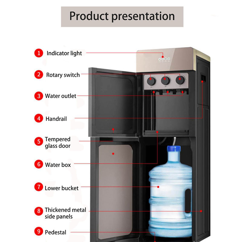 Modern Simple Household Standing Double Door Electronic Refrigeration Four Color Optional Water Dispenser