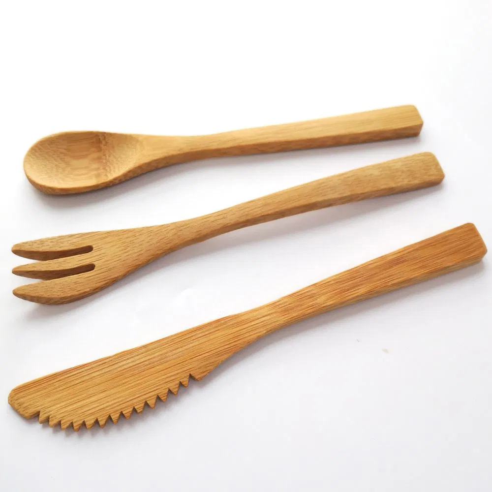 100% Organic Bamboo Cutlery Set Fork, Knife and Spoon, 3-Piece Set