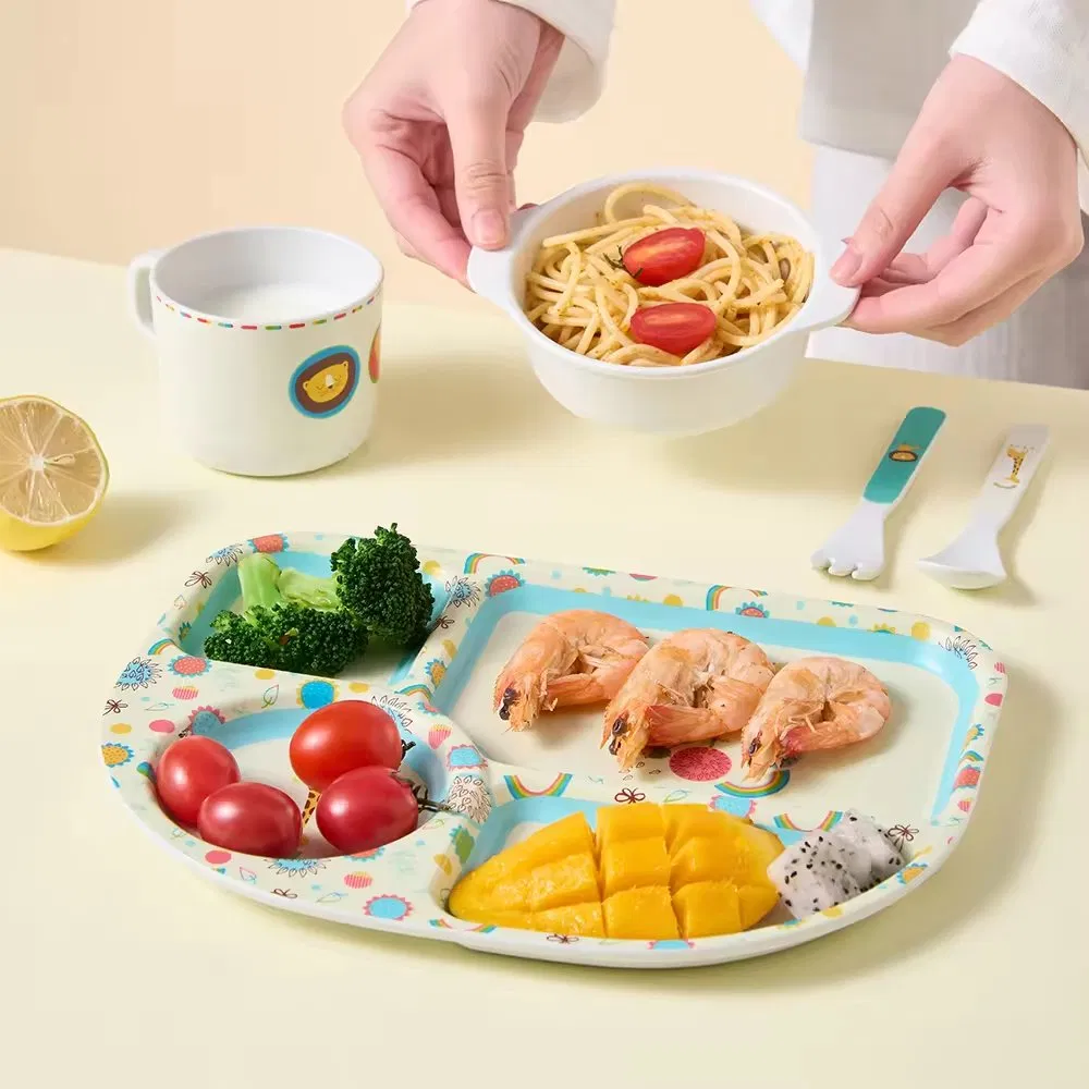 Eco-Friendly RPET Kids Food Plate Set Durable Plastic Tableware for Healthy Eating