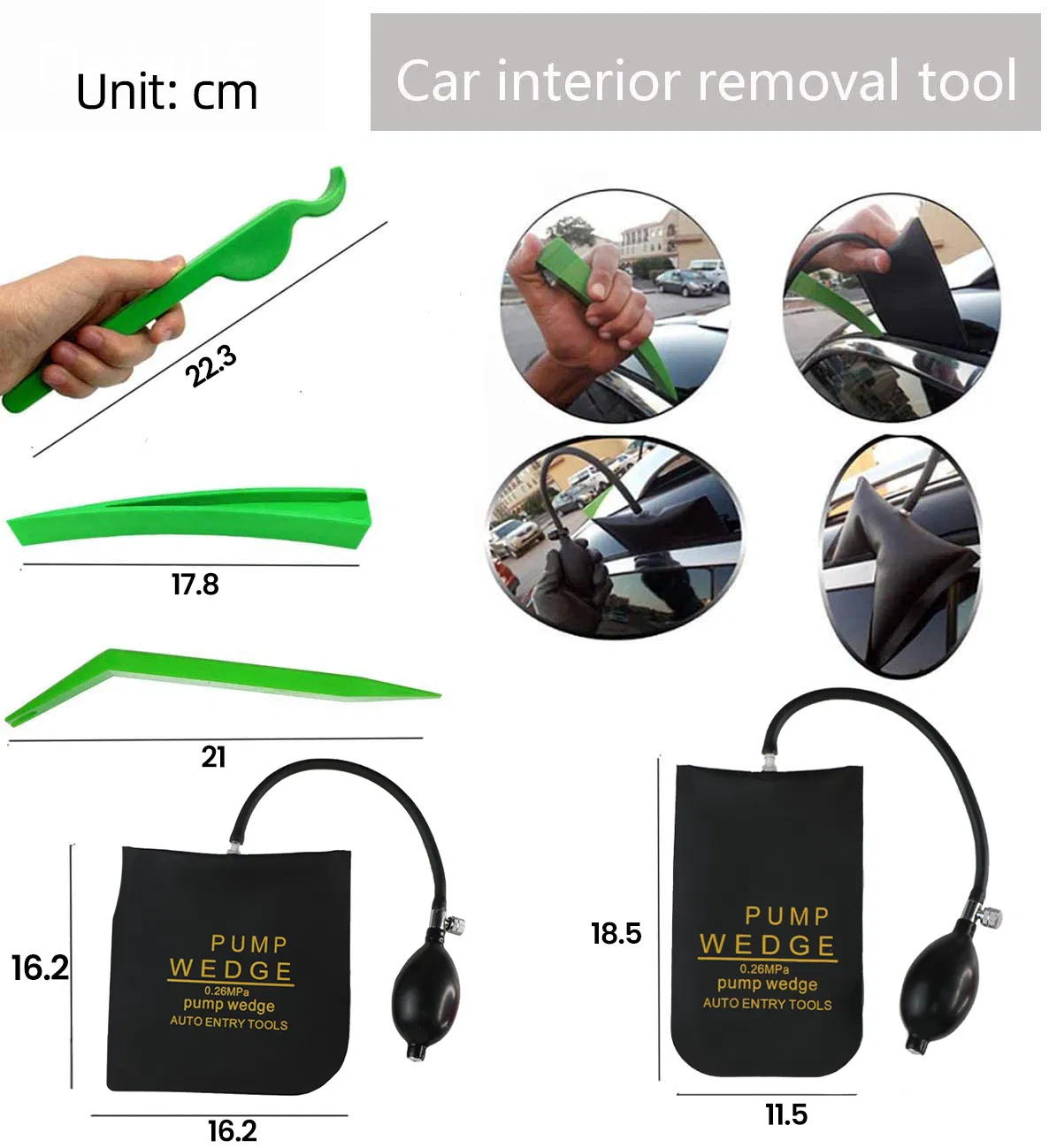 Quick Open Long Reach Car Opening Emergency Tools Car Lockout Kit with Air Wedge Pump