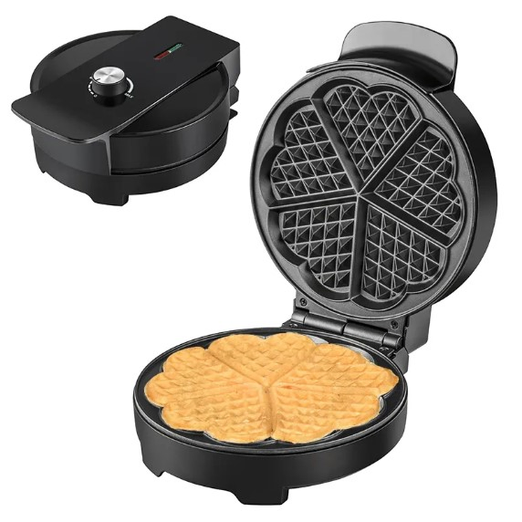 Home Nonstick Coating 5 Heart Shape Waffle Maker Electric Donut Pancake Maker with Temperature Control