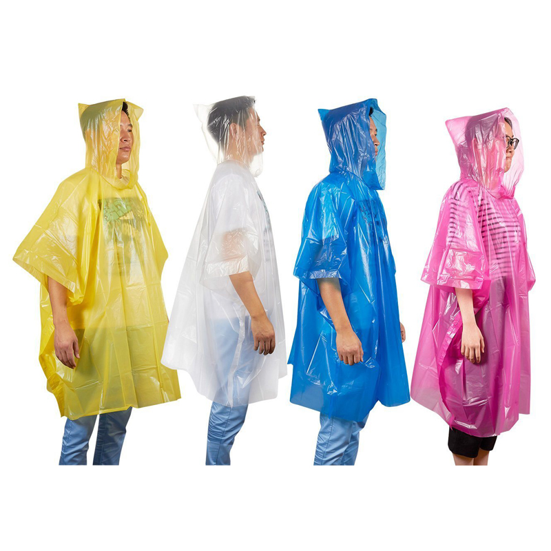 Disposable Adults Plastic Ponchos Multicolour Travel Emergency Raincoat