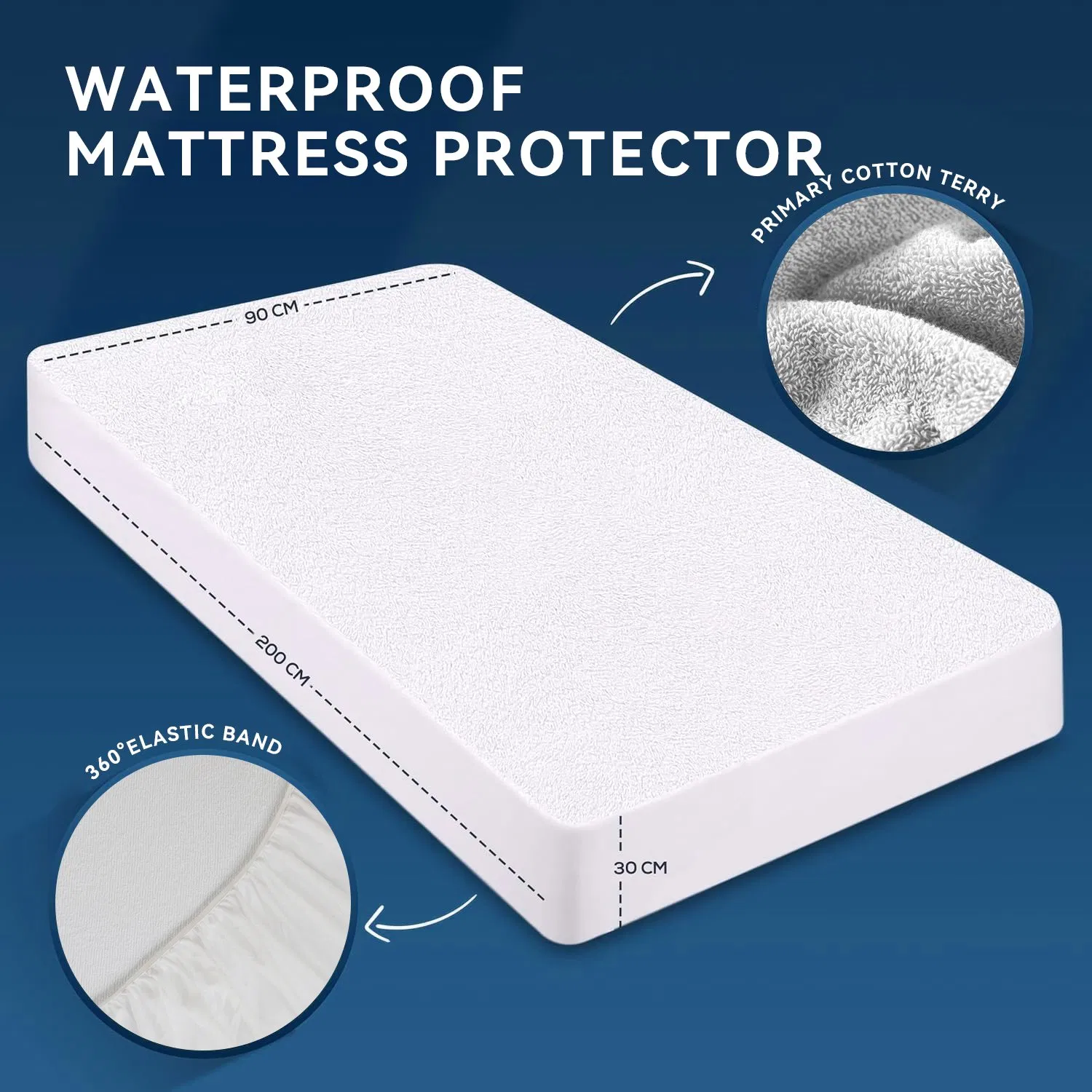 Premium Waterproof Mattress Protector, Washable, Breathable Terry Mattress Cover