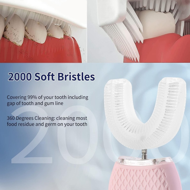 360 Degree Cleaning Adult Electric Toothbrush U Shaped Automatic Toothbrushes for Teeth Whitening