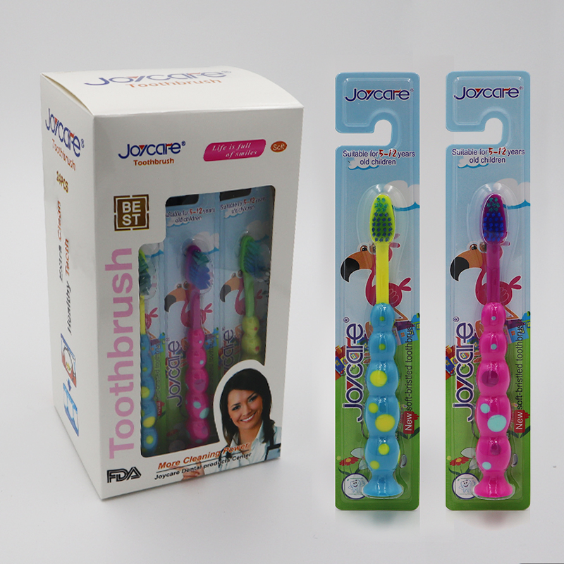 Cute Animal Design Kids Toothbrush with Soft Bristles and Suction Cup