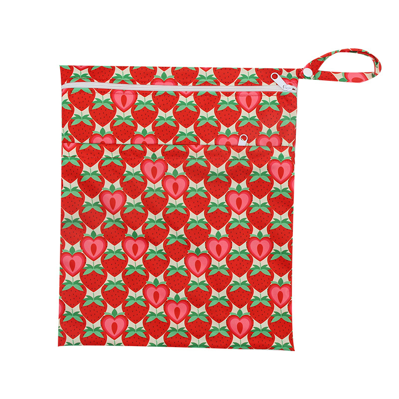 Double-Zipper Printed Diaper Bag, Specially Designed for Baby Outings, Washable Storage Bag, Dry and Wet Bag
