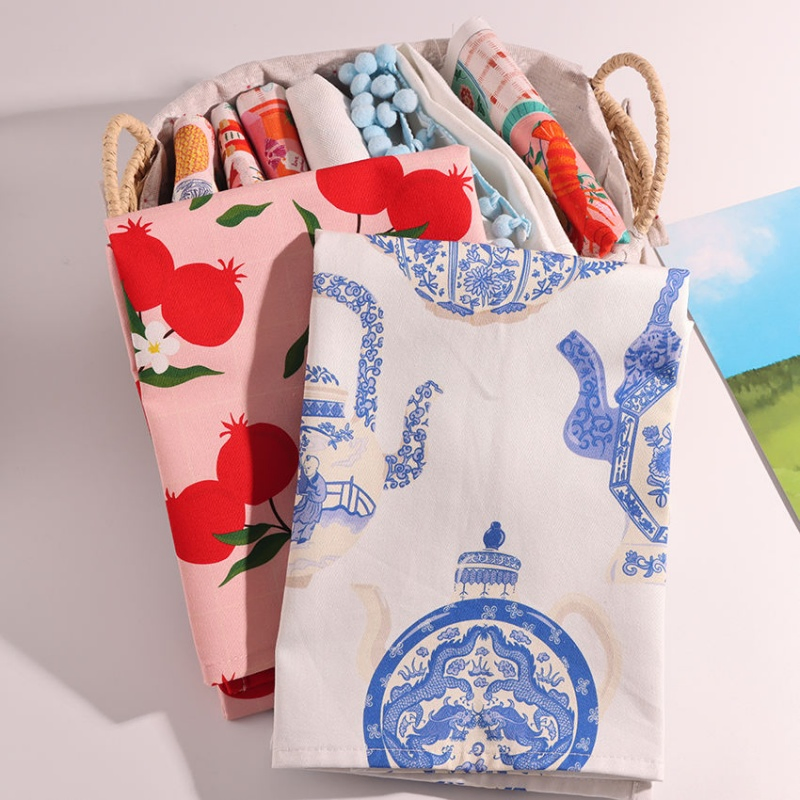 Custom Printed Cotton and Polyester Kitchen Tea Towels