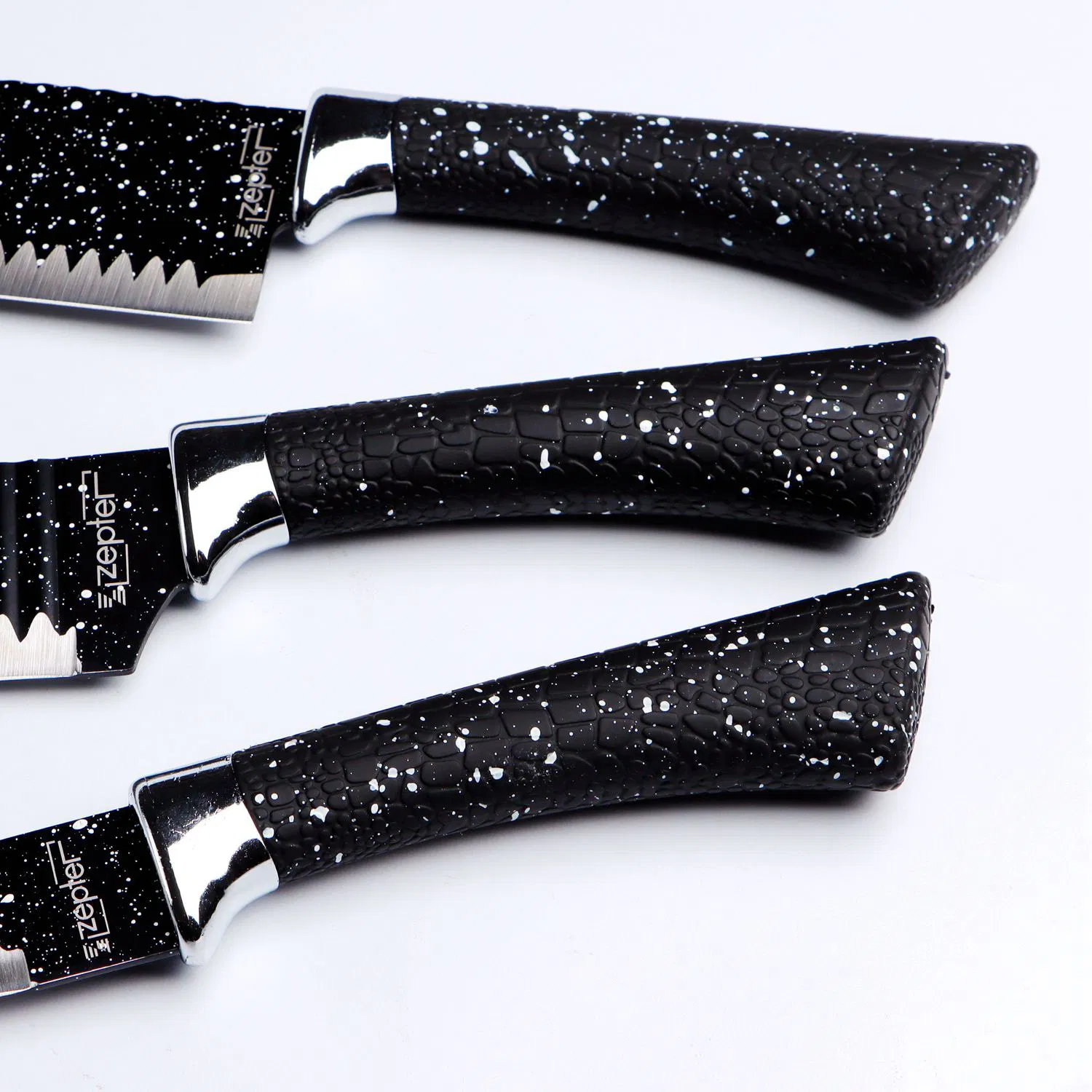 Stainless Steel Kitchen Knife Set PP Handle Non-Stick Coating Set Scissors Peeler