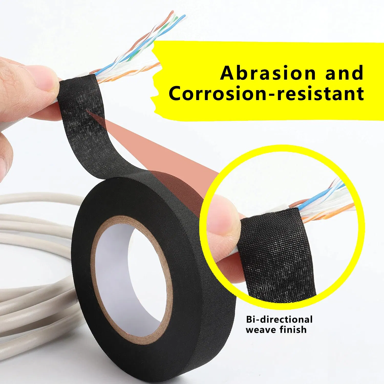 19mm 10 Meters Self-Adhesive Fabric Cloth Electrical Tape Wire Harness Tape